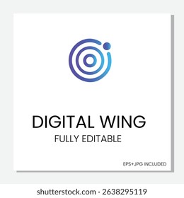 Tech-style concentric orbit lines forming an abstract icon. Best for apps, connectivity services, and futuristic branding.