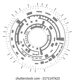 Tecnology circle isolated on white,  Hud focus elements. Futuristic circle elements. Sci-fi circular design. Vector Illustration.