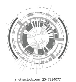 Círculo de tecnologia isolado em elementos de foco Hud, branco. Elementos de círculo futurista. Design circular de ficção científica. Ilustração de vetor.