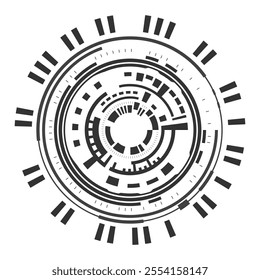 Tecnology circle isolated on white,  Hud focus elements. Futuristic circle hud interface screen, Sci-fi circular design. 