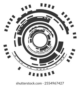 Tecnology circle isolated on white background,  Hud focus elements. Abstract circular technology background. Perfect for futuristic or sci-fi designs. 