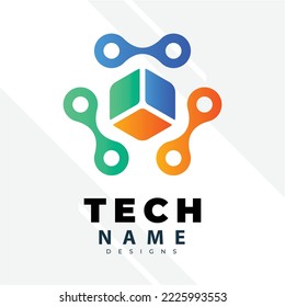 Inspiración en el diseño de logotipos de tecnología. Plantilla vectorial de logotipo. Diseño de logotipo de tecnología abstracta con concepto creativo vector premium
