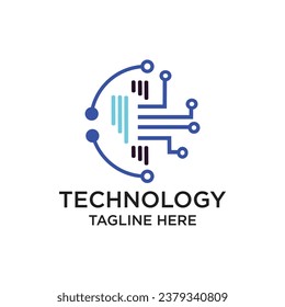 Tecnology logo design simple concept Premium Vector