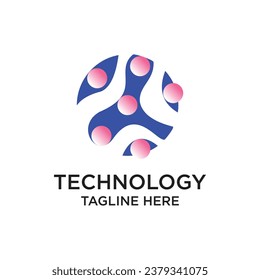 Diseño de logotipo tecnológico concepto simple Vector Premium
