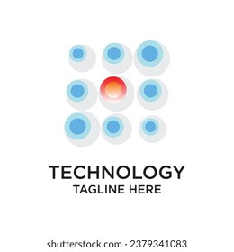 Diseño de logotipo tecnológico concepto simple Vector Premium