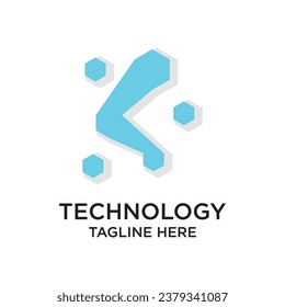 Diseño de logotipo tecnológico concepto simple Vector Premium