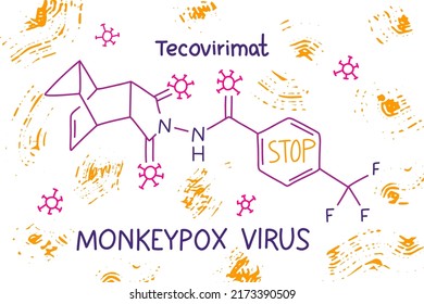 Tecovirimat, Chemical Skeletal Formula. Vaccine, Antiviral Medication From Monkeypox And Rabbitpox. Vector Illustration.