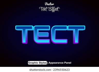 tect text effect with blue graphic style and editable.