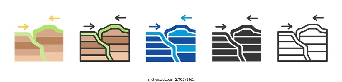 tectonic activity icon set multi style various collection