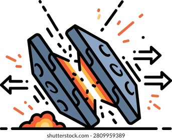 Tectonic Plate Movement and Geological Force Illustration