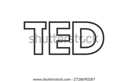 TED logo design template with strong and modern bold text. Initial based vector logotype featuring simple and minimal typography. Trendy company identity ideal for businesses brand presence.