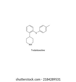 Tedatioxetine Molecule Flat Skeletal Structure, SNDRI - Serotonin Norepinephrine Dopamine Reuptake Inhibitor. Vector Illustration On White Background.