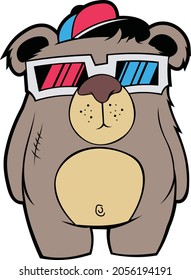 teddy bear with 3d glasses cool