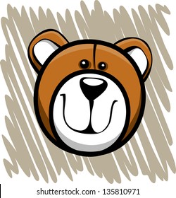 the teddy bear against the background of childhood scrawl