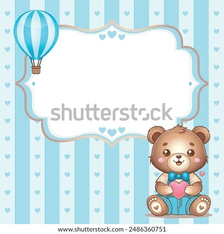 Teddy bear with air balloon cute
