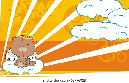 teddy bear angel cartoon background in vector format