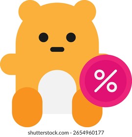 Ilustración plana de Vector de icono de animal de oso de peluche