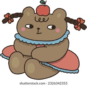 Teddy Bear with Apple on the Head