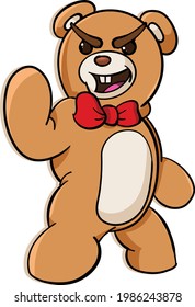 Teddy Bear With An Arrogant Smile And A Punching Gesture