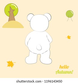 Teddy bear. Autumn vector. Nature is flat