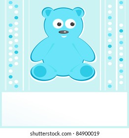 Teddy bear for baby boy - baby arrival announcement. vector