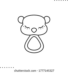 Teddy Bär Baby Rattle Vektorsymbol in Umrissen. 