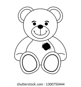 teddy bear baby toy black and white