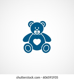 Teddy Bear Baby Toy Blue Flat Icon On White Background