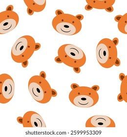teddy bear background, brown teddy bear cartoon  repeat seamless style, design for fabric printing 