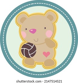 teddy bear with ball cartoon vector illustration for kids t shirt, frock, and for all kind of printing uses