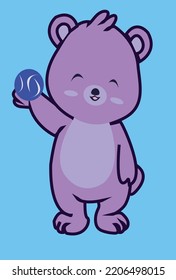 Teddy Bear and Ball. A vector illustration of a Cute Cartoon Baby Teddy Bear .