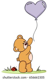 Teddy bear with balloon and ladybird
