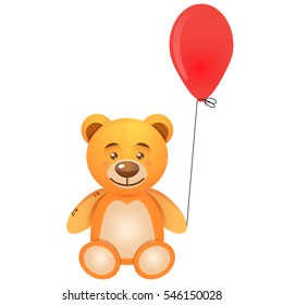 Teddy bear with balloon - vector illustration