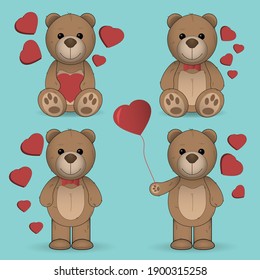 teddy bear bears set love gift cute valentine valentine's day hearts