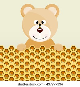 Teddy bear and bee background

