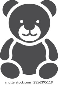 Teddy bear black icon. Child soft toy