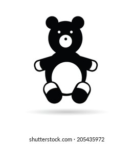 teddy bear black vector illustration on white