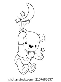 Ilustración del contorno en blanco y negro del oso de peluche. Colorear libro o página para niños.