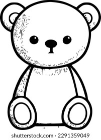 Teddy Bear | Black and White Vector illustration