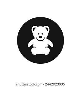 Icono de vector blanco y negro de oso de peluche