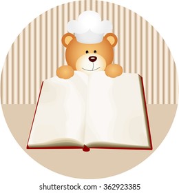 Teddy bear with blank cookbook