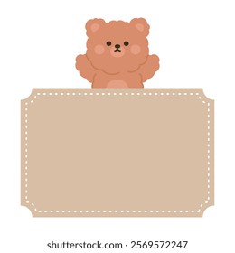 Teddy Bear with Blank Decorative Label for Messages Vector Illustration