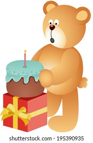 Teddy bear blowing out candle
