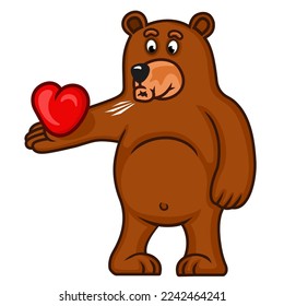 The teddy bear blows heart  the teddy bear sticker in love