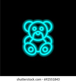 Teddy bear blue glowing neon ui ux icon. Glowing sign logo vector