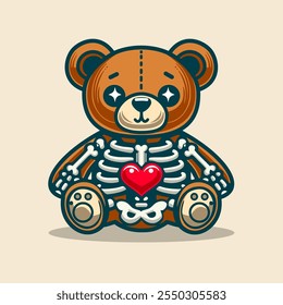 Teddy Bear Bones Cartoon Vector Art, Illustration and Graphic