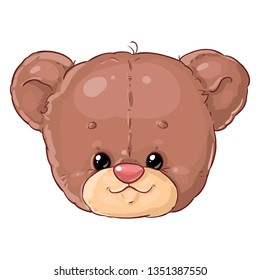 Teddy bear boy brown head. Cute children's character.