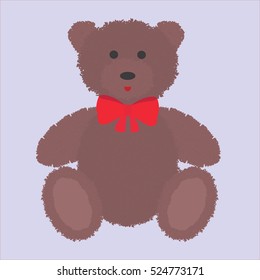 Teddy bear with brown fur. Vector illustration.