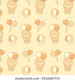 Oso de peluche marrón pastel Fondo de pantalla sin patrón