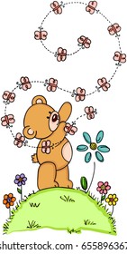 Teddy bear and butterflies